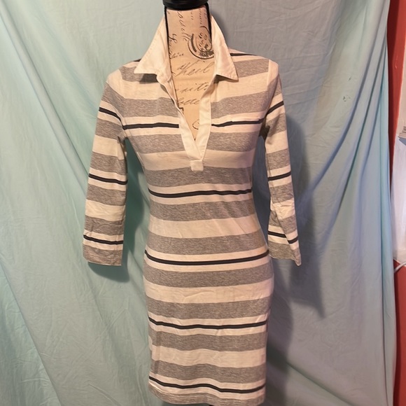 JAMES PERSE dress in striped cotton rugby style.  Soft collar in Sz 1 - Picture 2 of 6